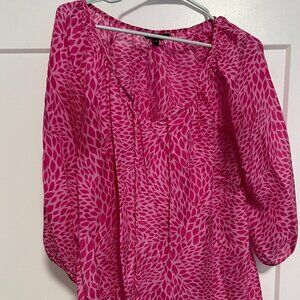 Express Satin Tie Blouse Flowy Medium Flower Print